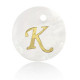 Shell pendant 15mm letter K Gold-White